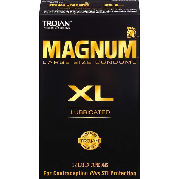 Trojan Magnum XL Lubricated Premium Latex Condoms 12 Each