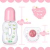 JIZHI Reborn Baby Doll Hollow Bottle and Magnetic Pacifier Set, Baby Doll Accessories for Reborn Baby Dolls, Pretend Play Feeding Toy Kids Gift, Pink