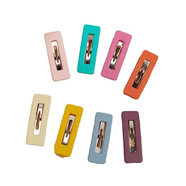 Aeyistry 8 Pcs Rainbow square clips Hair Clips Snap Barrette Accessories Rectangle Headwear Hair Styling Tools, unisex(8 Colors)