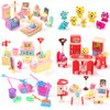 59 Pcs Dollhouse Furniture Accessories Sets Living Room Dining Room Bedroom Bathroom Miniature Doll House Furniture Plastic Pretend Doll Housework Cleaning Furniture Play Toy Gifts for Boy Girl Age 6+