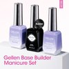 Gellen Builder Nail Gel with Gel Top Coat Base Coat - 3Pcs 18ml Top Coat Gel Nail Polish Set, Soak Off Hard Builder Gel in A Bottle for Nail Extension Strengthen Manicure Salon at Home