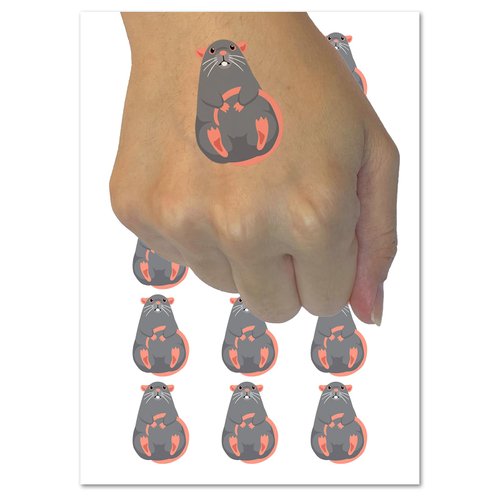 Pocket Rat Sitting Rodent Temporary Tattoo Water Resistant Fake Body Art Set Collection - 15 2" Tattoos (1 Sheet)