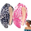 BEGOOD Headbands for Women Knotted Wide Headbands Womens Top Knot Hairband Fashion Head Bands Turban Hair Accessories for Girls 2Pcs Pink and Blue Floral