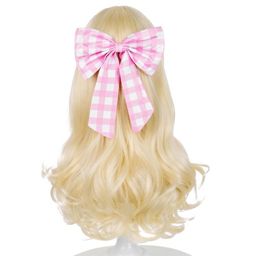 Kids Blonde Wig with Bow Hair Clip, 22.8 Inch Long Blonde Wavy Princess Wigs for Kids Girls Toddlers + Wig Cap for Halloween Costume Party Cosplay