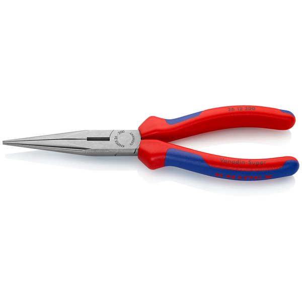 KNIPEX Tools - Long Nose Pliers With Cutter, Multi-Component (2612200), Multi-Colour, 8 inches