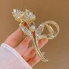 Tulip Hair Clips with Pearl Rhinestones Gold Flower Metal Hair Accessories for Women Girls Elegant Tulip Hair Claw Clips Shiny Hairpins Strong Hold Hair Clip for Thick or Thin Hair 1 Pcs