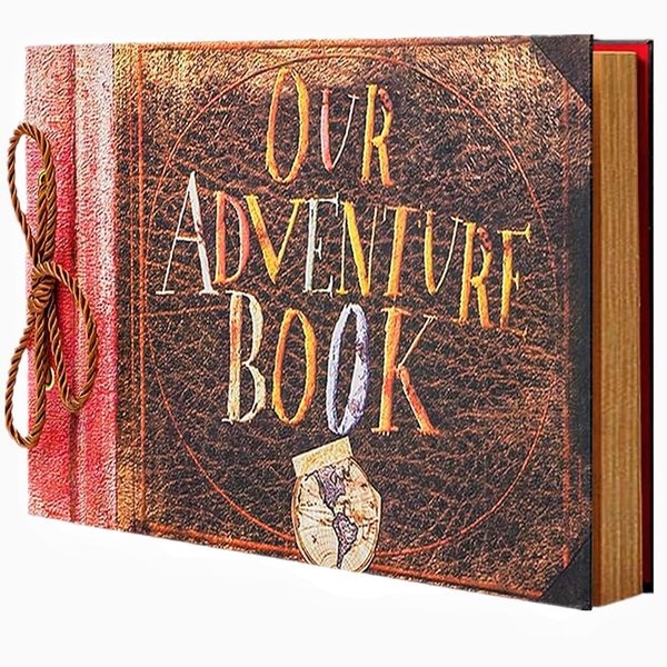Our Adventure Book Diary Photo Scrapbook, Embossed Lettering, Retro Style Travel Souvenir Inspired by 'Up', Ideal for Photos, Gift for Couples Anniversary, Weddings, Travelling, Birthday, Christmas