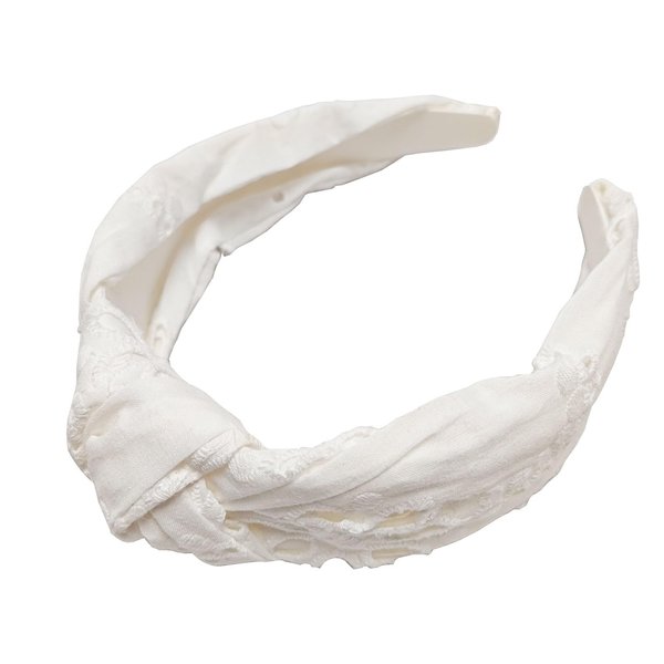 Tubaobei White Headband for Women, Embroidered Headband, Wide White Headbands, White Hair Accessories, Knot Headband for Women