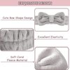 2 Pcs Bowknot Spa Headband, Soft Coral Fleece Facial Makeup Hair Wrap Makeup Fluffy Headband for Women Girls Washing Face Skincare(White/Grey)