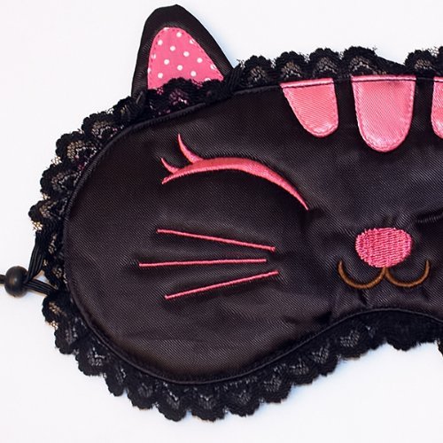 [Black Temptation] Embroidered Applique Eye Shade/Sleeping Mask Cover/Sleep Blinder (7.9 * 3.1)