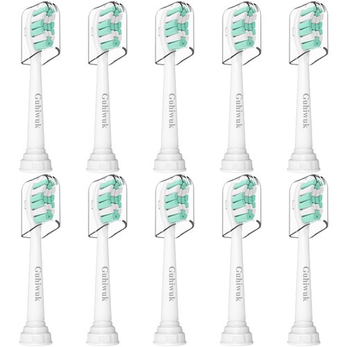 Guhiwuk Replacement Toothbrush Heads for Philips Sonicare: Electric Toothbrush Replacement Heads Compatible with Sonicare Plaque Control ProtectiveClean 4100 5100 6100 C2 G2 W2,10 Pack