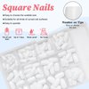 LoveOurHome 240pc Square Press on Nails Short Fake Nails White Glue on Nail Short Acrylic Nails Press ons Nail Tips Full Cover False Nail Square Artificial Fingernail & Adhesive Tabs for Women Girls