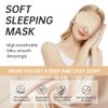 Satin Pillowcase with Eye Mask Scrunchies 5-Piece Set Pillowslip Sleep Eyeshade Headband Hair Ring for Women (Beige)