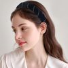 TUCEWP Velvet Headbands for Women Girls Black Wrinkle Headbands with Chain Non Slip Shiny Padded Headband Vintage French Headbands No Teeth Head Bands Hoops Headwear Fashion Styling Tools Accessories