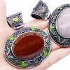 ROSEWARD Real Carnelian Crystal Necklace for Women Raw Gemstone Chakra Healing Stones Genuine Moldavite Crystal Pendant Energy Spiritual Jewelry, USA (Polished Oval with Vintage Metal Holder)