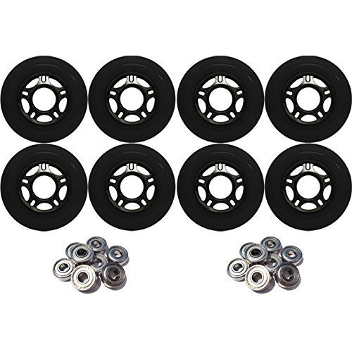 Player's Choice Outdoor Inline Skate Wheels 89a - Choose Size, Color, and Bearings (Black, 80mm 8-Pk, ABEC 5 Bearings)