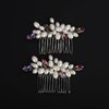 Rumtock 2pcs Laser Rhinestones Beads Hair Comb Set Wedding Bridal Silver Hair Piece Women Handmade Jewelry (Laser)
