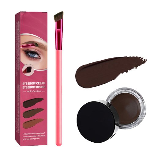 Eyebrow Cream and Brush, Eyebrow Brush, Home Eyebrow Care Kit 4d Laminated, 4d Laminated Eyebrow Home Grooming Kit, Multi-function Eyebrow Concealer Contour Brush (Taupe)