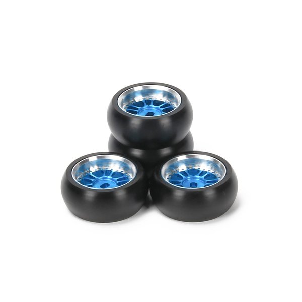 RCAWD 4X Alloy Rim Wheel Classic Drift Tire for Rc Hobby Model Car 1/28 Wltoys K969 K989 P929 Drift Rally Kyosho Mini-Z Mini-Q Mini-D(Blue)
