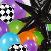 Truck Theme Balloon Garland Arch Kit Purple and Green Black with Big Wheels checkered star mylar foil balloons For Kids 2th 3th 4th Boy Birthday Race Car themed Party Decoration Supplies