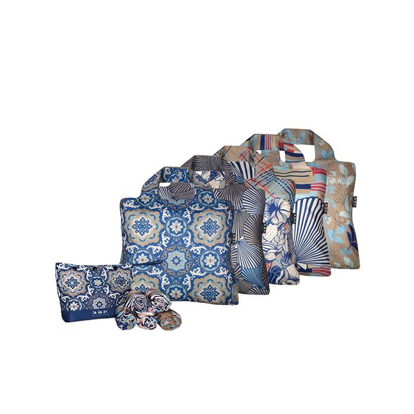 Envirosax Reusable Grocery Bag, Set of 5 Eco-friendly Shopping Tote Bag, ML.P Mallorca Pouch, Multicolored