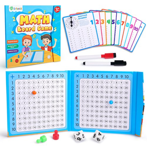 D-FantiX Magnetic Addition Multiplication Game Board, Math Games for Kids 8-12, Math Manipulatives for Elementary School, Montessori Math Learning Toys for Homeschool Classroom