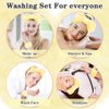 FOSUYI Spa Headband for Washing Face Sponge Bubble Headbands Face Wash headband and wristband set for Women Girls Makeup Skincare Cute Head Wear Portable Hair Accessory for Travel (Yellow)