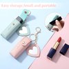 Ouligay 2 Pieces Leather Lipstick Cases Portable Lipstick Keychain Holder Chapstick HolderChapstick Keychain Holder for Women Party,Holiday Gifts(Green,Pink)