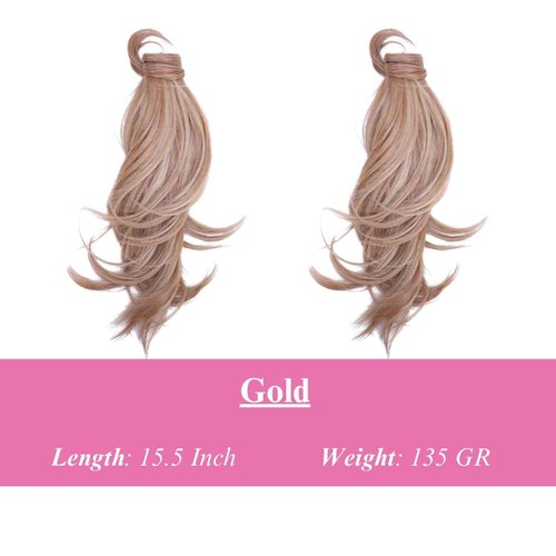 JUVABUN Curly Magic Ponytail Hair Extensions 15.5 '- Medium Blonde|Synthetic Hair Extensions |Washeble And Realistic | Hair Extensions Ponytail | 15.5' -Medium Blonde