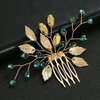 Sparkly Wedding Hair Combs, Crystal Flower Hair Clips Bride Bridesmaid Hair Sides Comb Rhinestone Barrettes, Crystal Hair Pins Hair Accessories for Women Girls (Green)