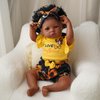 BABESIDE 3 Pcs Reborn Baby Doll Clothes Set for 17-22 Inch Dolls, Sunflowers Pattern Baby Doll Clothes Doll Accessories Set with Doll Headband for Realistic Baby Doll Girls, Yellow & Black