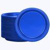 Hanna K. Signature Collection Blue Plastic Plates 7 Inch - 50 count - Plastic Solid Round Party Plates For Weddings, BBQs, Birthday Plates - Disposable Blue Plates - Plastic Dessert Plates