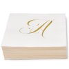 Gift Boutique 100 Gold Letter A Monogram Cocktail Napkins Disposable Paper Pack Elegant Metallic Golden Foil Hand Napkin for Powder Room Wedding Holiday Birthday Party Baby Shower Decorative Towels