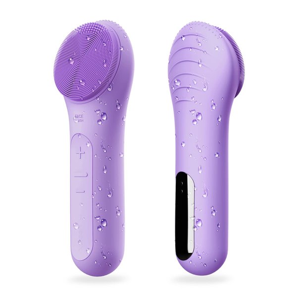 Face Scrubber, NågraCoola CLIE Facial Cleansing Brush, Waterproof and Rechargeable Face Scrub Brush for Men & Women, Cleansing, Exfoliating and Massaging, Electric Face Wash Brush - Violet