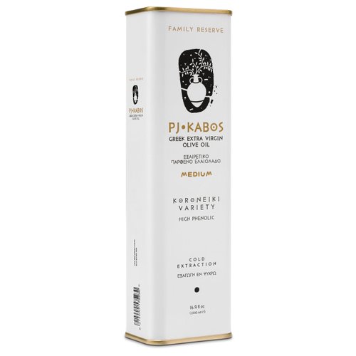 PJ KABOS 2024 Fresh Harvest, High Phenolic (400+ mg/kg), Premium Greek Extra Virgin Olive Oil, Origin Greece, Kosher, Cold Extracted, 16.9 fl oz Tin