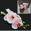 2PCS Hawaiian Orchid Flower Hair Clips Flowers Alligator Clips Hairpins Holiday Travel Wedding Decoration Hair Accessories For Women Lady Bridal (White Green)