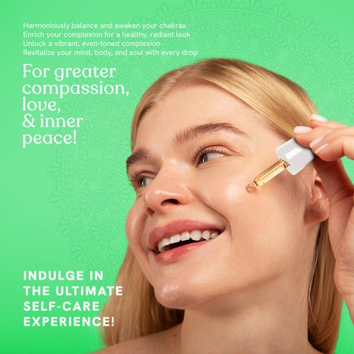 Heart Chakra Facial Serum Essential Oil Blend, Natural & Organic Moisturizing Serum for Face with Sunflower, Argan, Apricot, Rosemary, Lavender Oils for Spiritual Journey, Peace, Deeper Connection