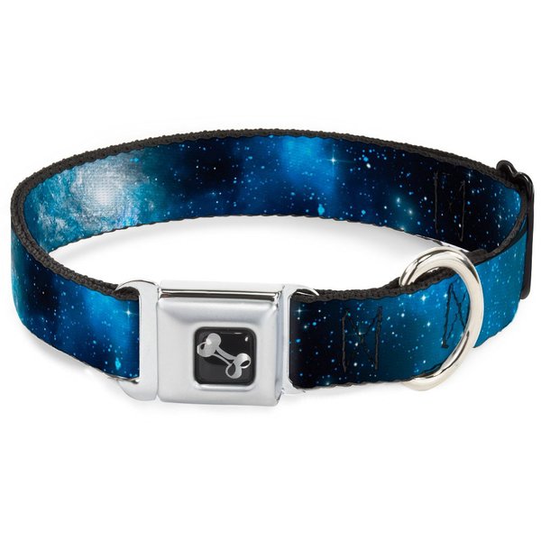 Buckle-Down Dog Collar Seatbelt Buckle Galaxy Blues Blues 15 to 26 Inches 1.0 Inch Wide, Multicolor (DC-W30762-L)