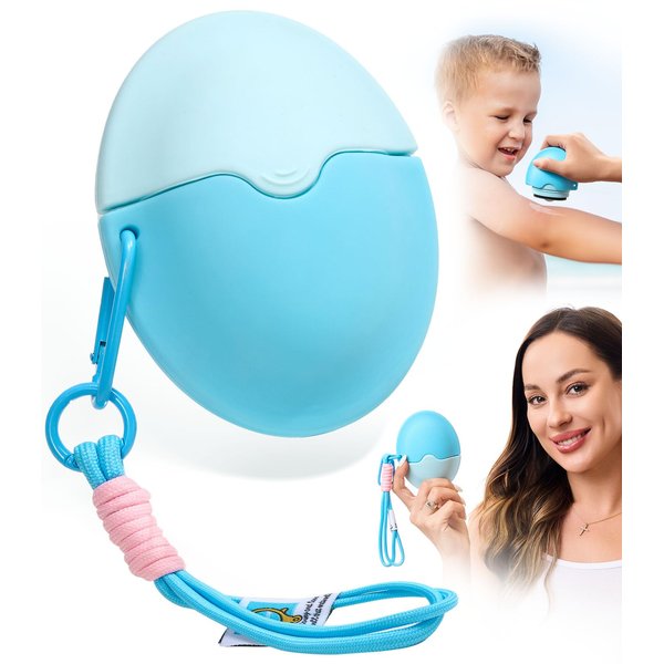 Sunscreen Applicator for Kids, Adults & Families - BPA Free & Refillable, Travel & Ourdoor Sunblock Buddy Brush Set with Protective Caps, Sun Lotion Applicator Sun Cream Brush (Blue)