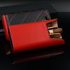 CIGAR IN STYLE Red Black Leather Adjustable Cedar Wood Cigar Case Holder Travel Kit