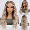 HAIRCUBE Long Ombre Blonde Lace Front Wigs for Women,Natural Wavy Middle Parting Synthetic Wigs Lace Wigs…