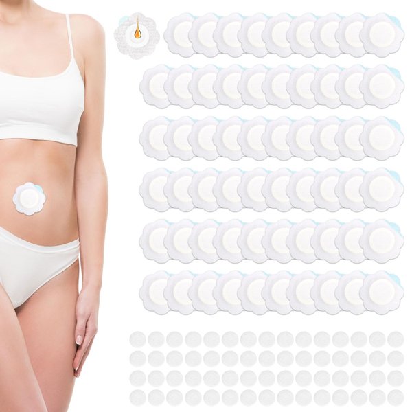 60pcs Castor Oil Wrap for Belly Button, Spunlace Cloth Small Castor Oil Belly Button Pack Wrap Pad Sticker Disposable Self-Adhesive Highly Absorbent Organic Cover Compress Patches(Oils Not Included)