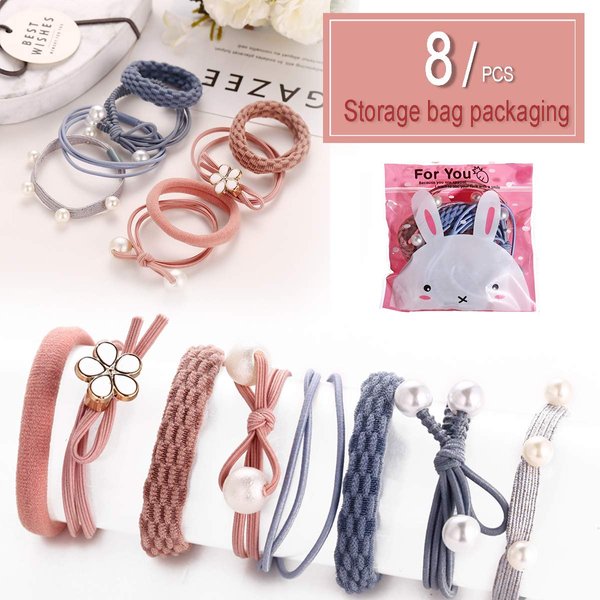 Generic Hair Ties for Girls/Women, girls hair accessories,Ponytail Holders,Elastic Hair Bands, Hair Bobbles, Hair Ties Ropes for Thick,Curly,Straight Hair or Thin Hair. (8Pcs)
