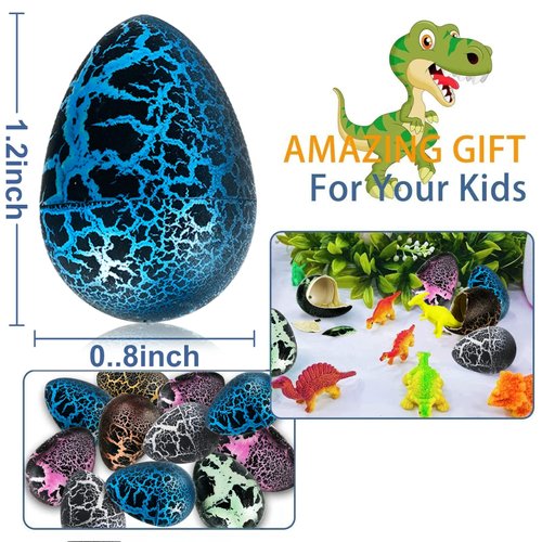 iGeeKid 60 Pack Dinosaur Eggs Hatching Dinos Egg Grow in Water Crack with Assorted Color Hunting Game Birthday Party Favors for Toddler Kids 3-10 Boys Girls