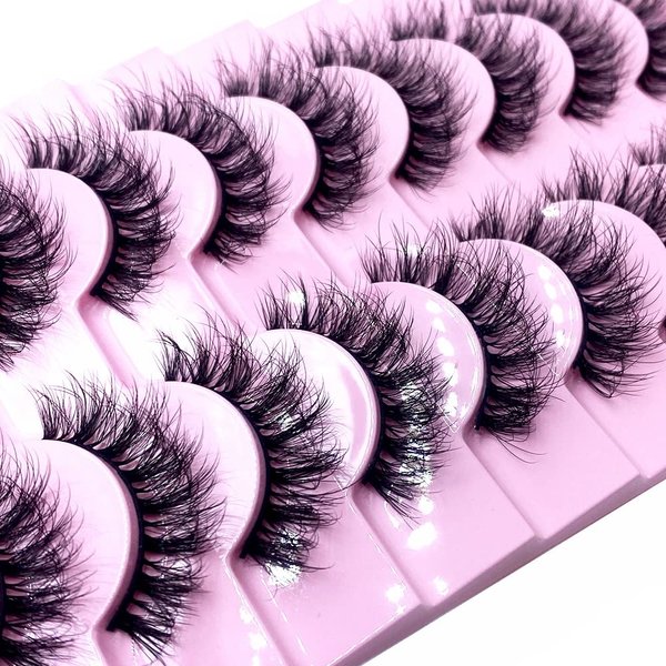 AMSDCN Wholesale 10 pairs Natural Long Fake Eyelashes cilios 3d Faux Mink Lashes Fluffy eyelashes Makeup Cat Eye Lashes maquiagem (10pairs-M52)