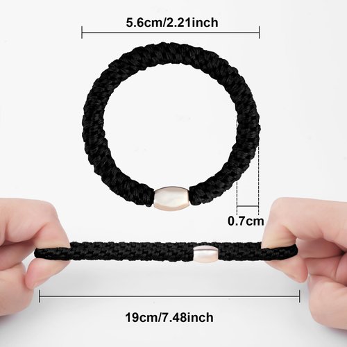 Randota Hair Ties No Damage, 15PCS Ponytail Holders, Hair Rubber Bands No Damage, Black Rubber Bands for Hair, Elastic Hair Ties for Thick Hair, Braided Hair Bands for Women Girls Hair