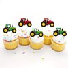 Ercadio 24 PCS Double Sided Tractor Cupcake Toppers Boy's Birthday Cupcake Toppers Decoration of Farm Party Decoration Tractor Theme Party Decor Supplies