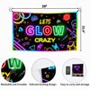 Ladvis Neon Let's Glow Crazy Backdrop, Glow Theme Birthday Background, Party Banner Decorations for Kids Boys Girls Sleppover Party Supplies Photography Photoshoot Props Fabric 59"x35.4"