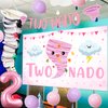 Sursurprise Two Nado Birthday Party Decorations for Girls, Tornado 2nd Birthday Party Decor with Two Nado Backdrop Banner Cake Topper, Number 2 Balloon, Baby Girl 2 Year Old Birthday Supplies