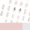 IMSOHOT Coffin Press on Nails Medium French Tips Fake Nails Clear Glossy False Nails with Metal Skull & Cross Designs Silver Flame Ballerina Acrylic Nails Glue on Nails for Women 24Pcs